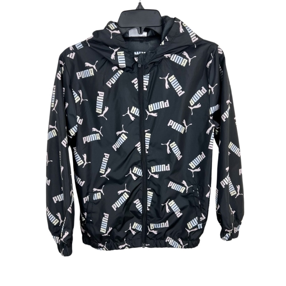 Puma Luminous Logo Hooded Windbreaker Jacket Rain Jacket Girls Size XL 16 NWOT